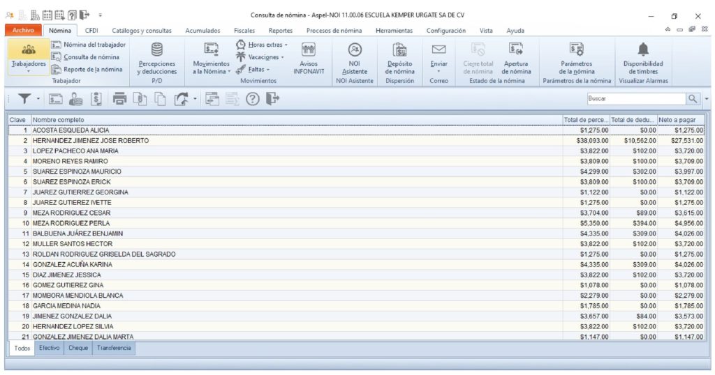 Consulta de nómina.